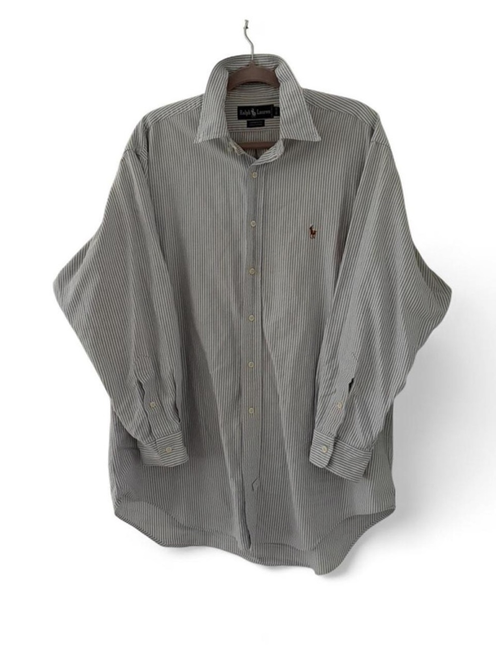 Ralph Lauren Men’s Striped Button-Down Shirt - Light Blue/White